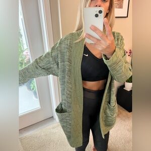Nike women’s reversible therma fit yoga athleisure cardigan green size small